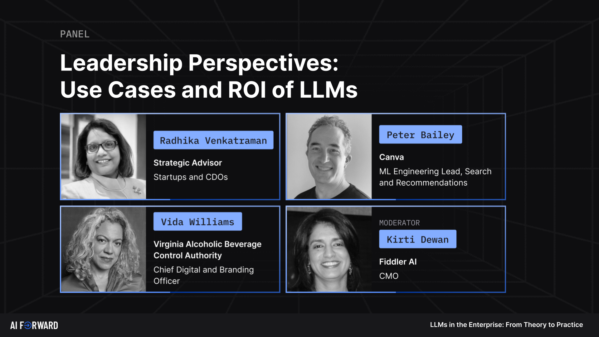 AI Forward Summit - LLMs in the Enterprise video image cover for Leadership Perspectives: Use Cases and ROI of LLMs